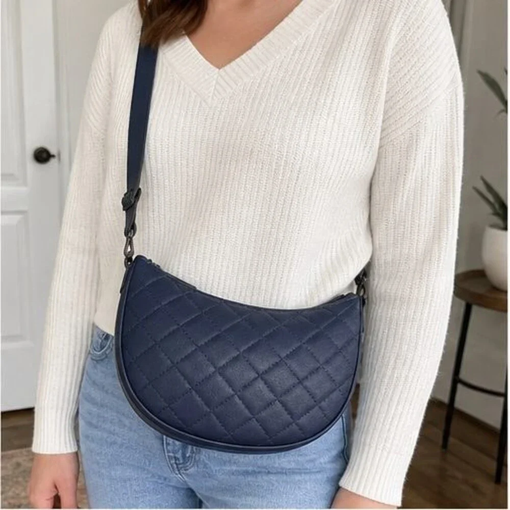 Navy Quilted Crossbody Bag